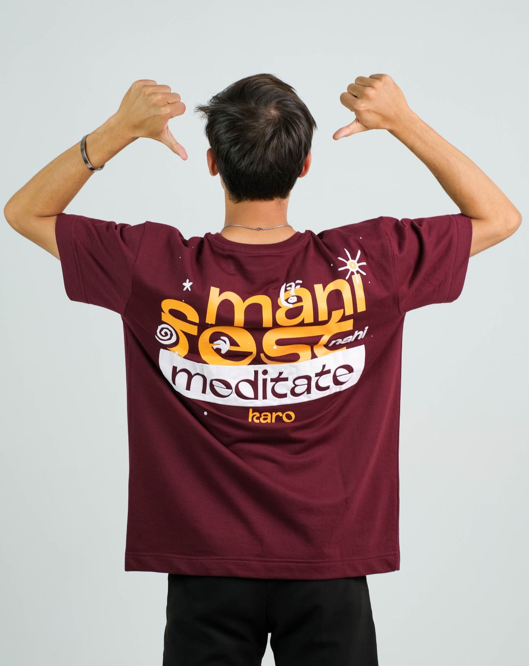 Meditate Karo | Maroon | Oversized T-Shirt