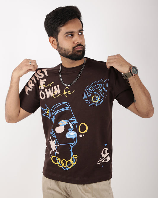 ARTIST OF YOUR OWN LIFE | BROWN | OVERSIZE UNISEX TSHIRT